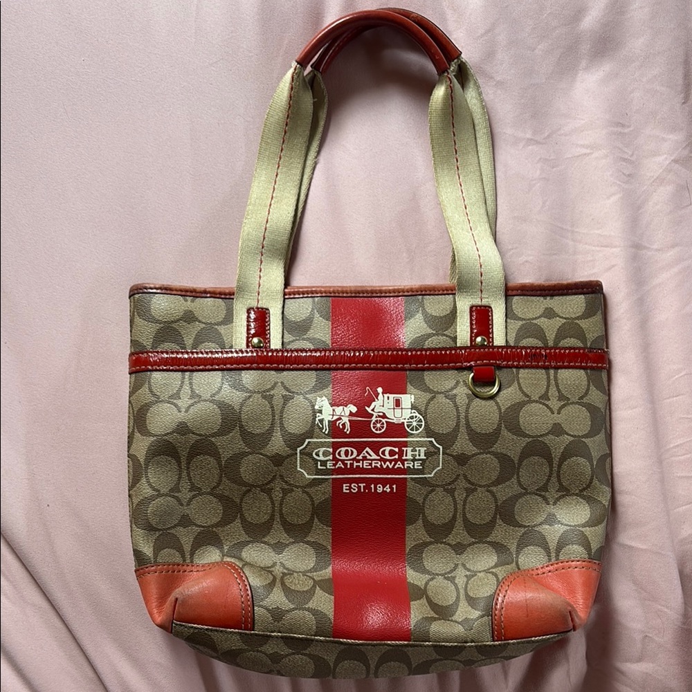 Vintage Red Coach Leatherware Bag